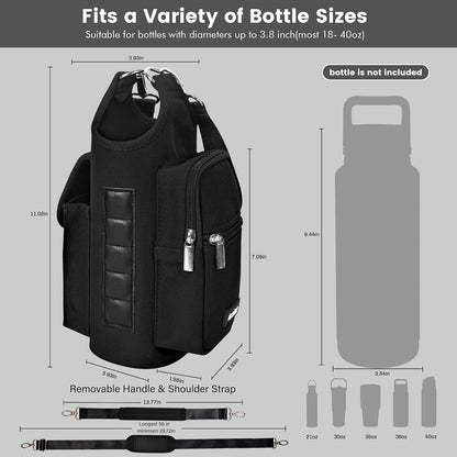 Magnetic Gym Bag Water Bottle Carrier Holder with Phone Pockets & Shoulder Strap,Gym Magnetic Bag 5 Built-in Magnets Gym Accessories Organizer Sling Bottle Bag Pouch Sleeve