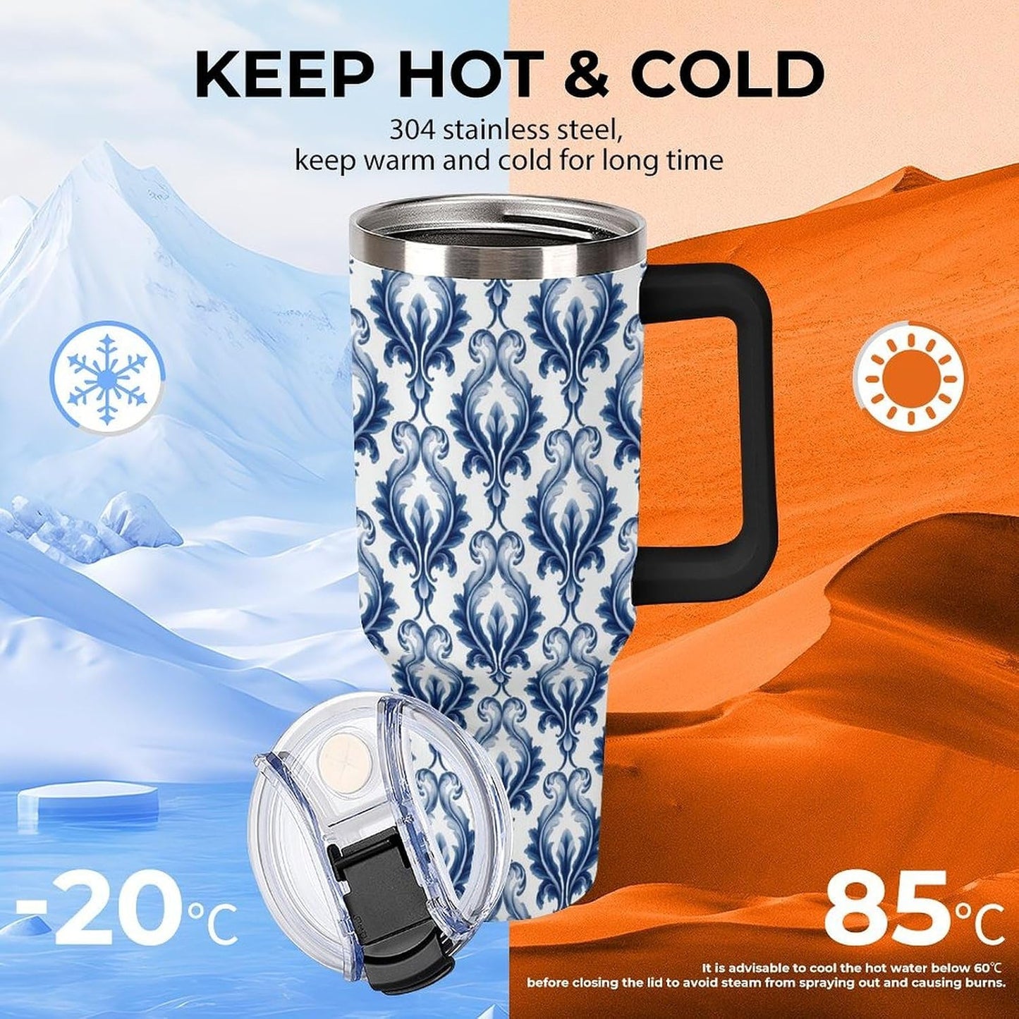 Leakproof Tumbler Vacuum Sealed Car Holder Friendly For Travel Simple Minimalist White Poppy Flower Pattern Coffee Mug Light Rose Red-style-27 - Colors G