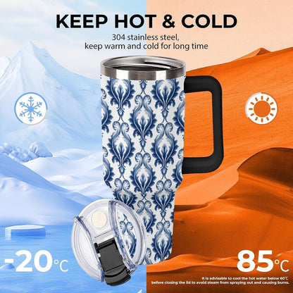 Leakproof Tumbler Vacuum Sealed Car Holder Friendly For Travel Simple Minimalist White Poppy Flower Pattern Coffee Mug Light Rose Red-style-27 - Colors G