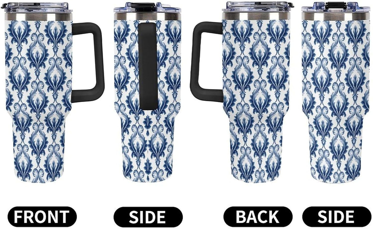 Leakproof Tumbler Vacuum Sealed Car Holder Friendly For Travel Simple Minimalist White Poppy Flower Pattern Coffee Mug Light Rose Red-style-27 - Colors G