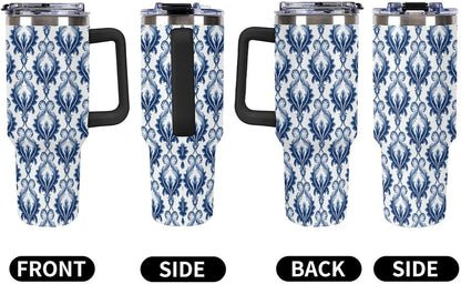 Leakproof Tumbler Vacuum Sealed Car Holder Friendly For Travel Simple Minimalist White Poppy Flower Pattern Coffee Mug Light Rose Red-style-27 - Colors G