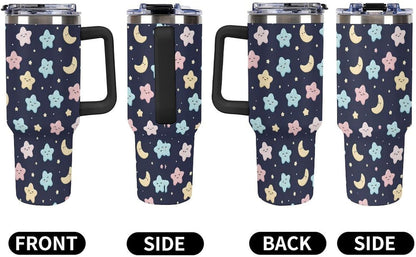 Leakproof Tumbler Vacuum Sealed Car Holder Friendly For Travel Simple Minimalist White Poppy Flower Pattern Coffee Mug Light Rose Red-style-27 - Colors G