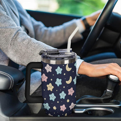 Leakproof Tumbler Vacuum Sealed Car Holder Friendly For Travel Simple Minimalist White Poppy Flower Pattern Coffee Mug Light Rose Red-style-27 - Colors G
