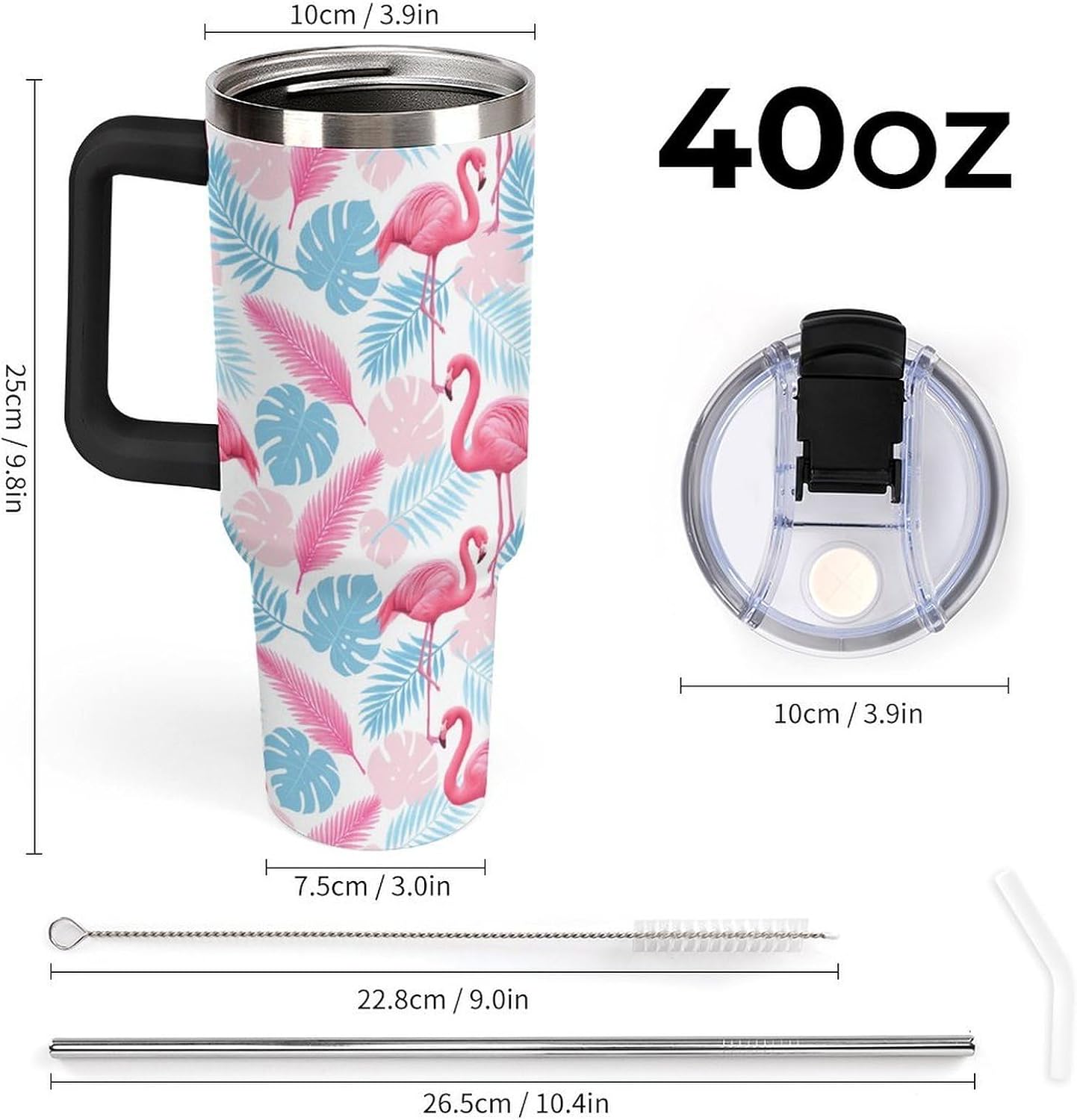 Leakproof Tumbler Vacuum Sealed Car Holder Friendly For Travel Simple Minimalist White Poppy Flower Pattern Coffee Mug Light Rose Red-style-27 - Colors G