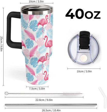 Leakproof Tumbler Vacuum Sealed Car Holder Friendly For Travel Simple Minimalist White Poppy Flower Pattern Coffee Mug Light Rose Red-style-27 - Colors G