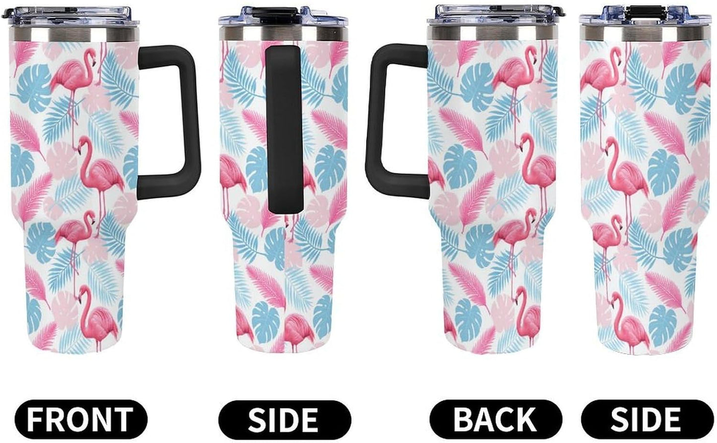Leakproof Tumbler Vacuum Sealed Car Holder Friendly For Travel Simple Minimalist White Poppy Flower Pattern Coffee Mug Light Rose Red-style-27 - Colors G