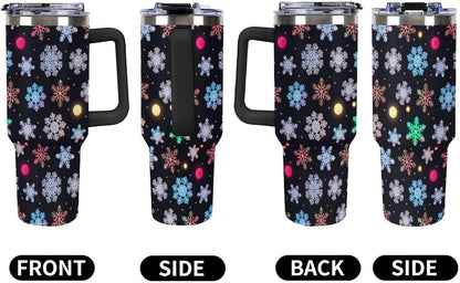 Leakproof Tumbler Vacuum Sealed Car Holder Friendly For Travel Simple Minimalist White Poppy Flower Pattern Coffee Mug Light Rose Red-style-27 - Colors G