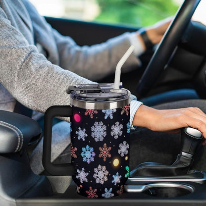 Leakproof Tumbler Vacuum Sealed Car Holder Friendly For Travel Simple Minimalist White Poppy Flower Pattern Coffee Mug Light Rose Red-style-27 - Colors G