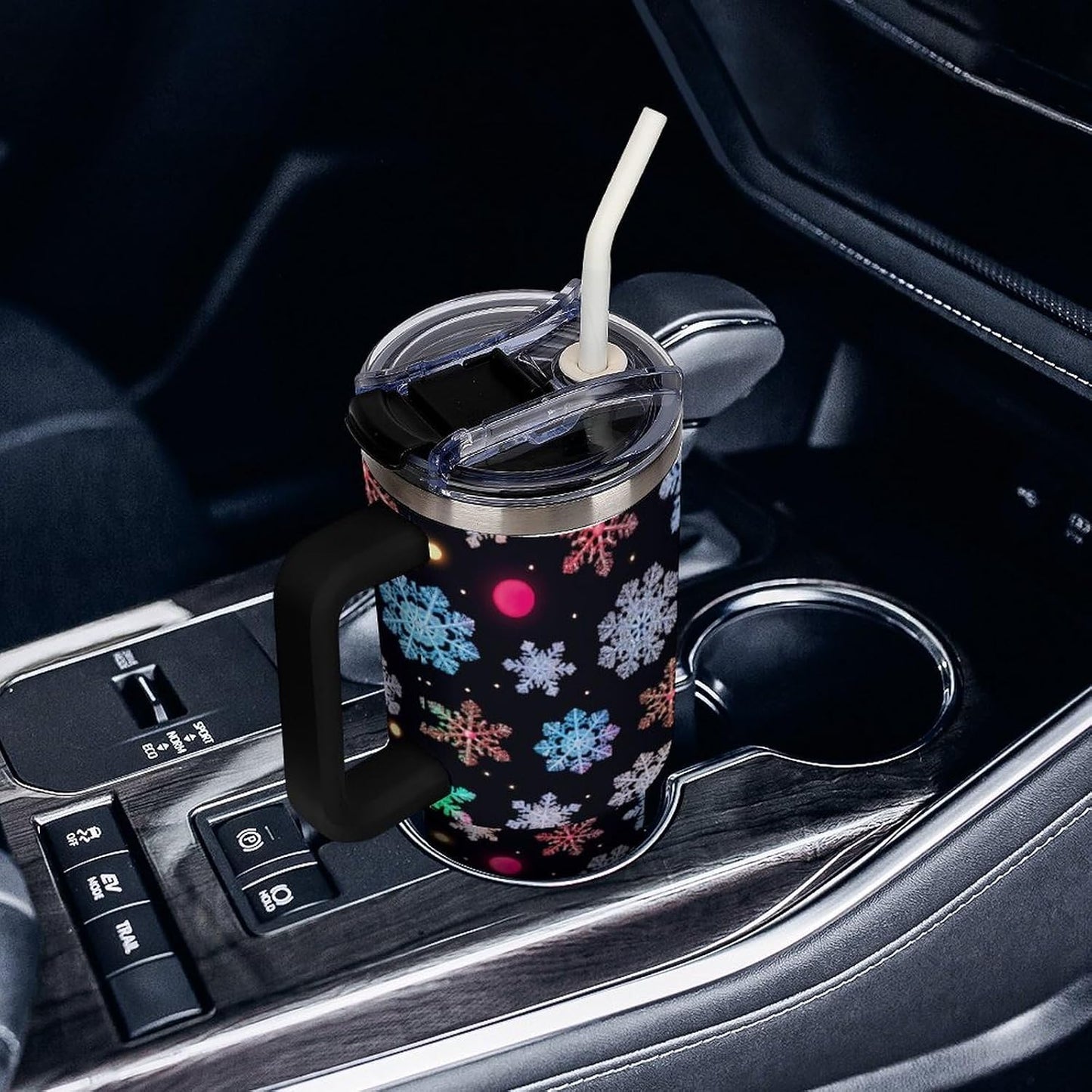 Leakproof Tumbler Vacuum Sealed Car Holder Friendly For Travel Simple Minimalist White Poppy Flower Pattern Coffee Mug Light Rose Red-style-27 - Colors G