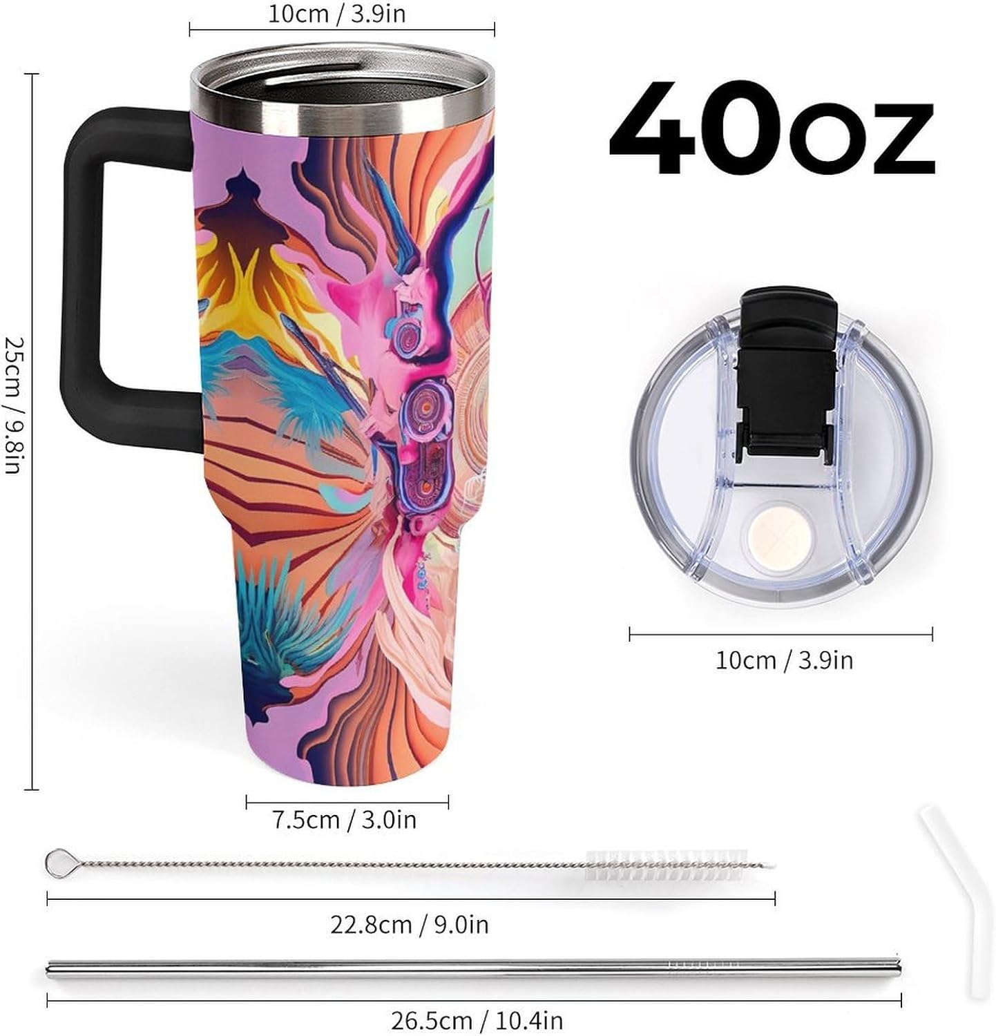 Leakproof Tumbler Vacuum Sealed Car Holder Friendly For Travel Simple Minimalist White Poppy Flower Pattern Coffee Mug Light Rose Red-style-27 - Colors G