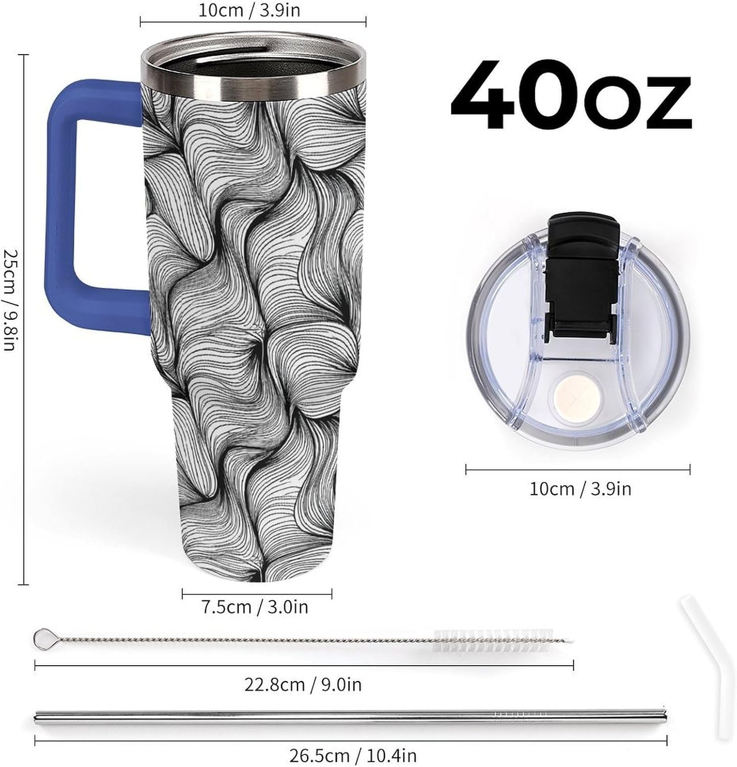 Leakproof Tumbler Vacuum Sealed Car Holder Friendly For Travel Simple Minimalist White Poppy Flower Pattern Coffee Mug Light Rose Red-style-27 - Colors G