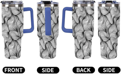 Leakproof Tumbler Vacuum Sealed Car Holder Friendly For Travel Simple Minimalist White Poppy Flower Pattern Coffee Mug Light Rose Red-style-27 - Colors G