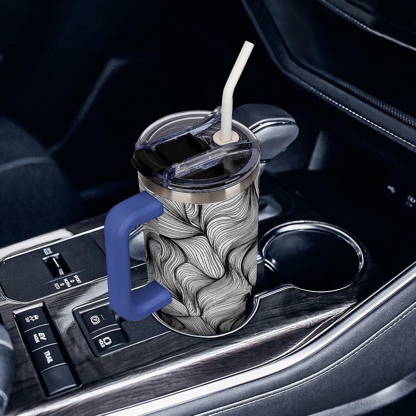 Leakproof Tumbler Vacuum Sealed Car Holder Friendly For Travel Simple Minimalist White Poppy Flower Pattern Coffee Mug Light Rose Red-style-27 - Colors G