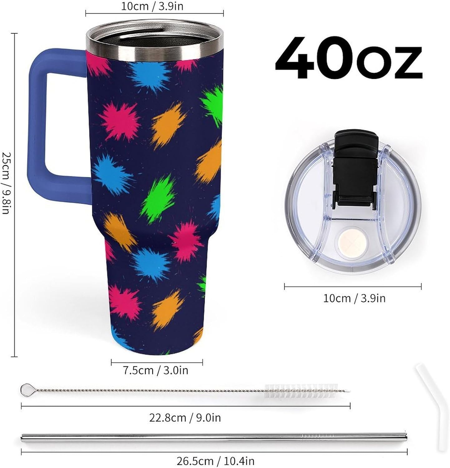 Leakproof Tumbler Vacuum Sealed Car Holder Friendly For Travel Simple Minimalist White Poppy Flower Pattern Coffee Mug Light Rose Red-style-27 - Colors G