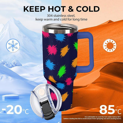 Leakproof Tumbler Vacuum Sealed Car Holder Friendly For Travel Simple Minimalist White Poppy Flower Pattern Coffee Mug Light Rose Red-style-27 - Colors G