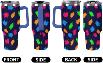 Leakproof Tumbler Vacuum Sealed Car Holder Friendly For Travel Simple Minimalist White Poppy Flower Pattern Coffee Mug Light Rose Red-style-27 - Colors G