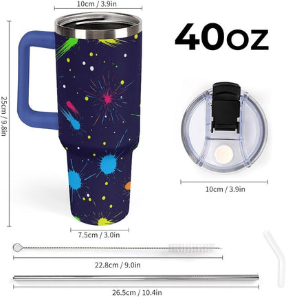 Leakproof Tumbler Vacuum Sealed Car Holder Friendly For Travel Simple Minimalist White Poppy Flower Pattern Coffee Mug Light Rose Red-style-27 - Colors G