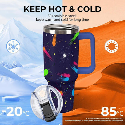Leakproof Tumbler Vacuum Sealed Car Holder Friendly For Travel Simple Minimalist White Poppy Flower Pattern Coffee Mug Light Rose Red-style-27 - Colors G