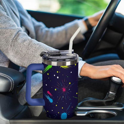 Leakproof Tumbler Vacuum Sealed Car Holder Friendly For Travel Simple Minimalist White Poppy Flower Pattern Coffee Mug Light Rose Red-style-27 - Colors G