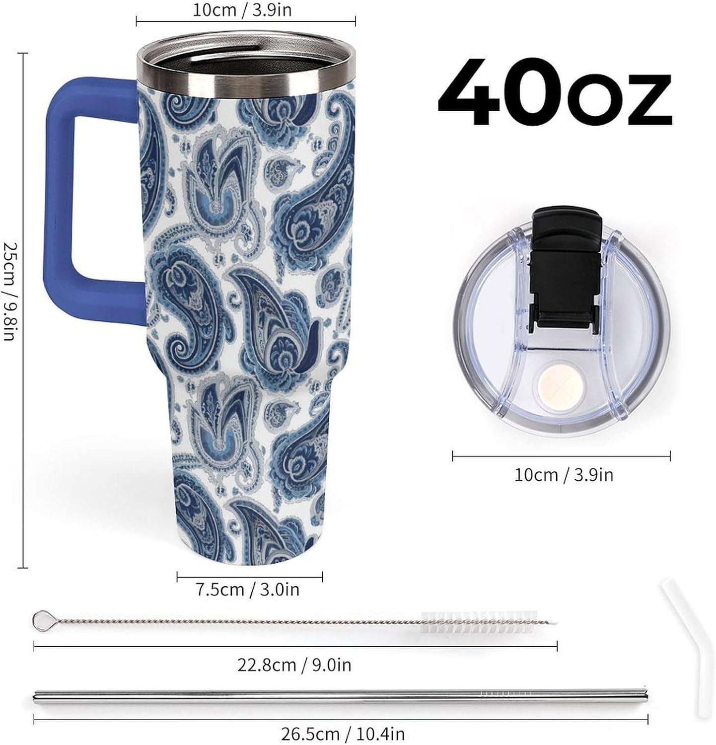 Leakproof Tumbler Vacuum Sealed Car Holder Friendly For Travel Simple Minimalist White Poppy Flower Pattern Coffee Mug Light Rose Red-style-27 - Colors G