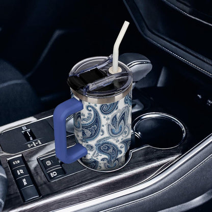 Leakproof Tumbler Vacuum Sealed Car Holder Friendly For Travel Simple Minimalist White Poppy Flower Pattern Coffee Mug Light Rose Red-style-27 - Colors G