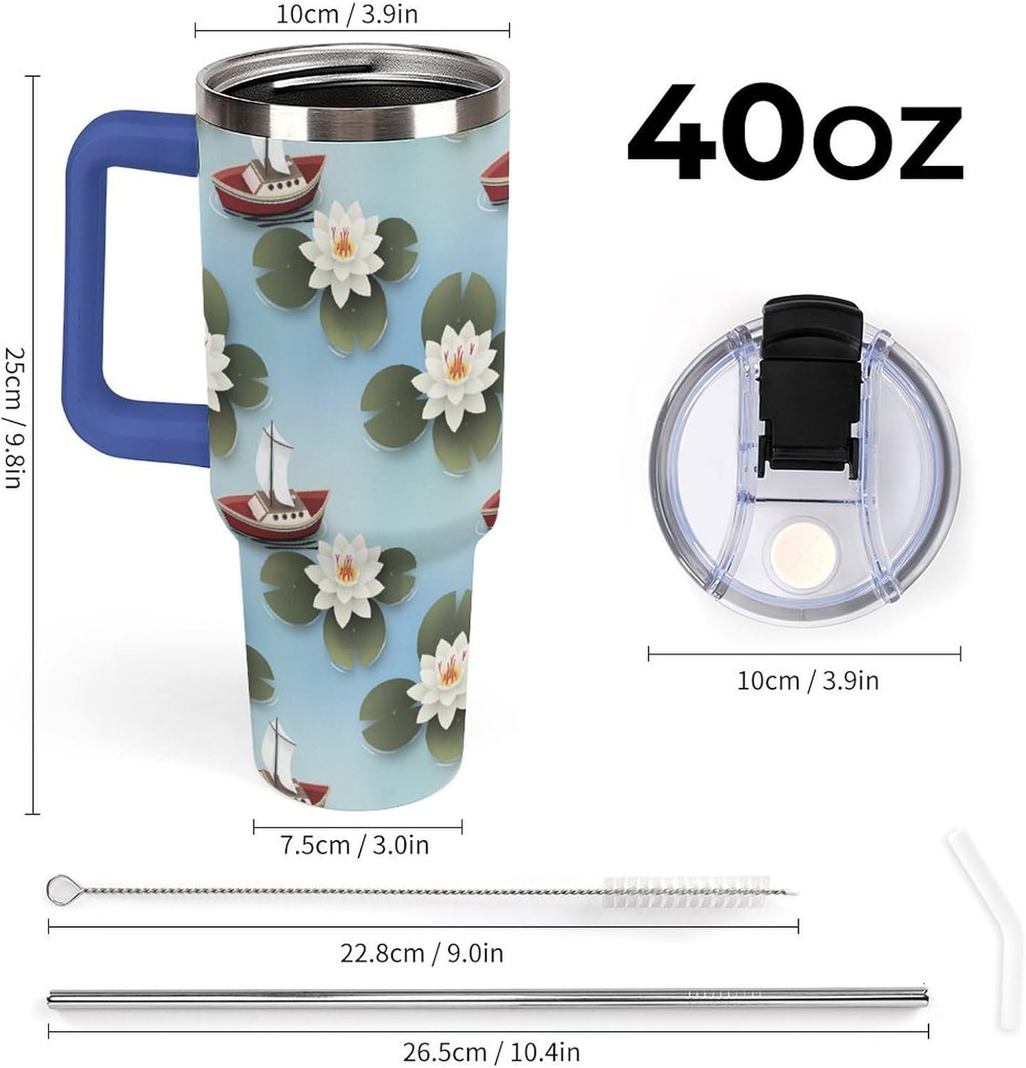 Leakproof Tumbler Vacuum Sealed Car Holder Friendly For Travel Simple Minimalist White Poppy Flower Pattern Coffee Mug Light Rose Red-style-27 - Colors G