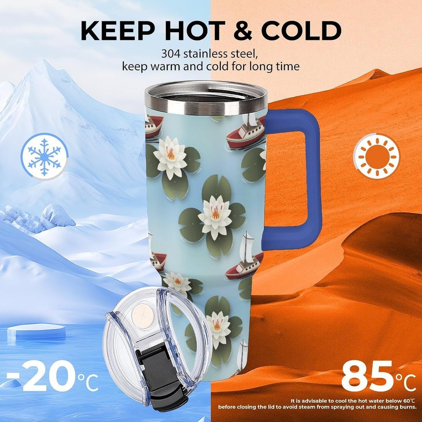 Leakproof Tumbler Vacuum Sealed Car Holder Friendly For Travel Simple Minimalist White Poppy Flower Pattern Coffee Mug Light Rose Red-style-27 - Colors G