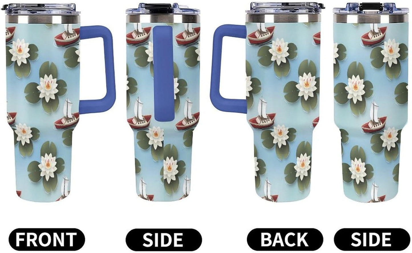 Leakproof Tumbler Vacuum Sealed Car Holder Friendly For Travel Simple Minimalist White Poppy Flower Pattern Coffee Mug Light Rose Red-style-27 - Colors G