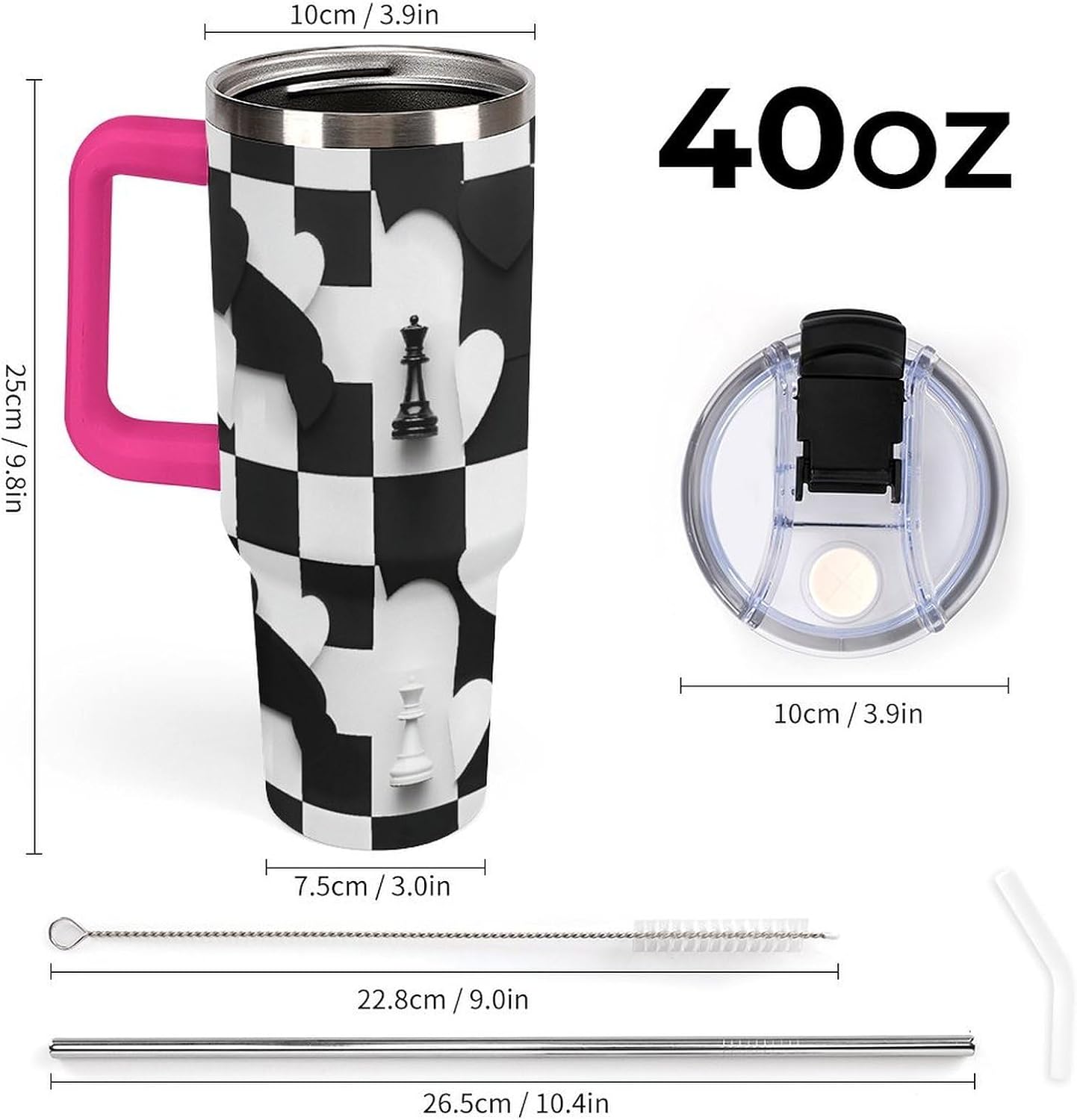 Leakproof Tumbler Vacuum Sealed Car Holder Friendly For Travel Simple Minimalist White Poppy Flower Pattern Coffee Mug Light Rose Red-style-27 - Colors G
