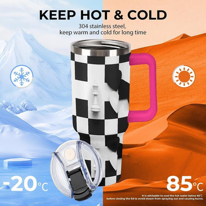 Leakproof Tumbler Vacuum Sealed Car Holder Friendly For Travel Simple Minimalist White Poppy Flower Pattern Coffee Mug Light Rose Red-style-27 - Colors G