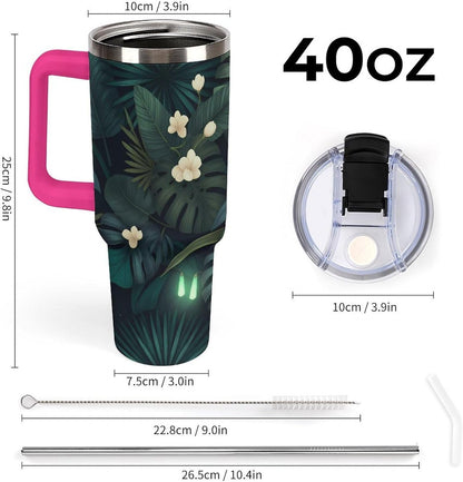 Leakproof Tumbler Vacuum Sealed Car Holder Friendly For Travel Simple Minimalist White Poppy Flower Pattern Coffee Mug Light Rose Red-style-27 - Colors G