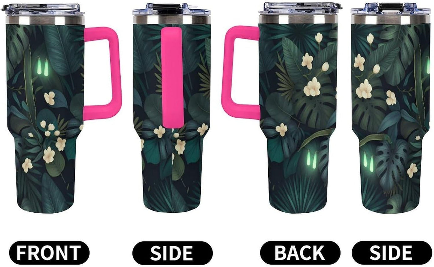 Leakproof Tumbler Vacuum Sealed Car Holder Friendly For Travel Simple Minimalist White Poppy Flower Pattern Coffee Mug Light Rose Red-style-27 - Colors G