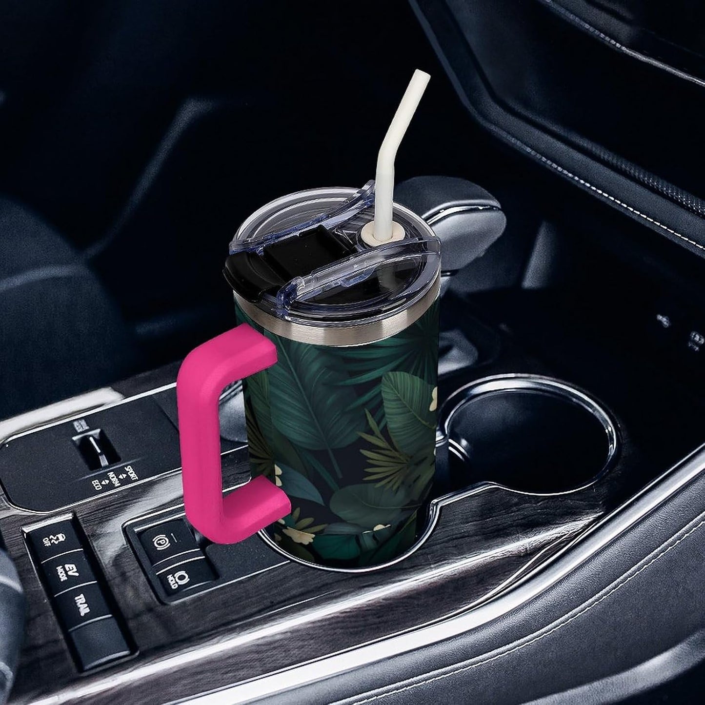 Leakproof Tumbler Vacuum Sealed Car Holder Friendly For Travel Simple Minimalist White Poppy Flower Pattern Coffee Mug Light Rose Red-style-27 - Colors G