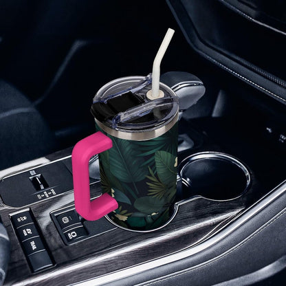 Leakproof Tumbler Vacuum Sealed Car Holder Friendly For Travel Simple Minimalist White Poppy Flower Pattern Coffee Mug Light Rose Red-style-27 - Colors G