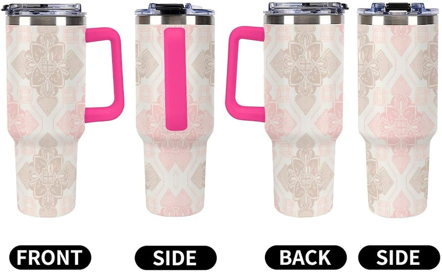 Leakproof Tumbler Vacuum Sealed Car Holder Friendly For Travel Simple Minimalist White Poppy Flower Pattern Coffee Mug Light Rose Red-style-27 - Colors G