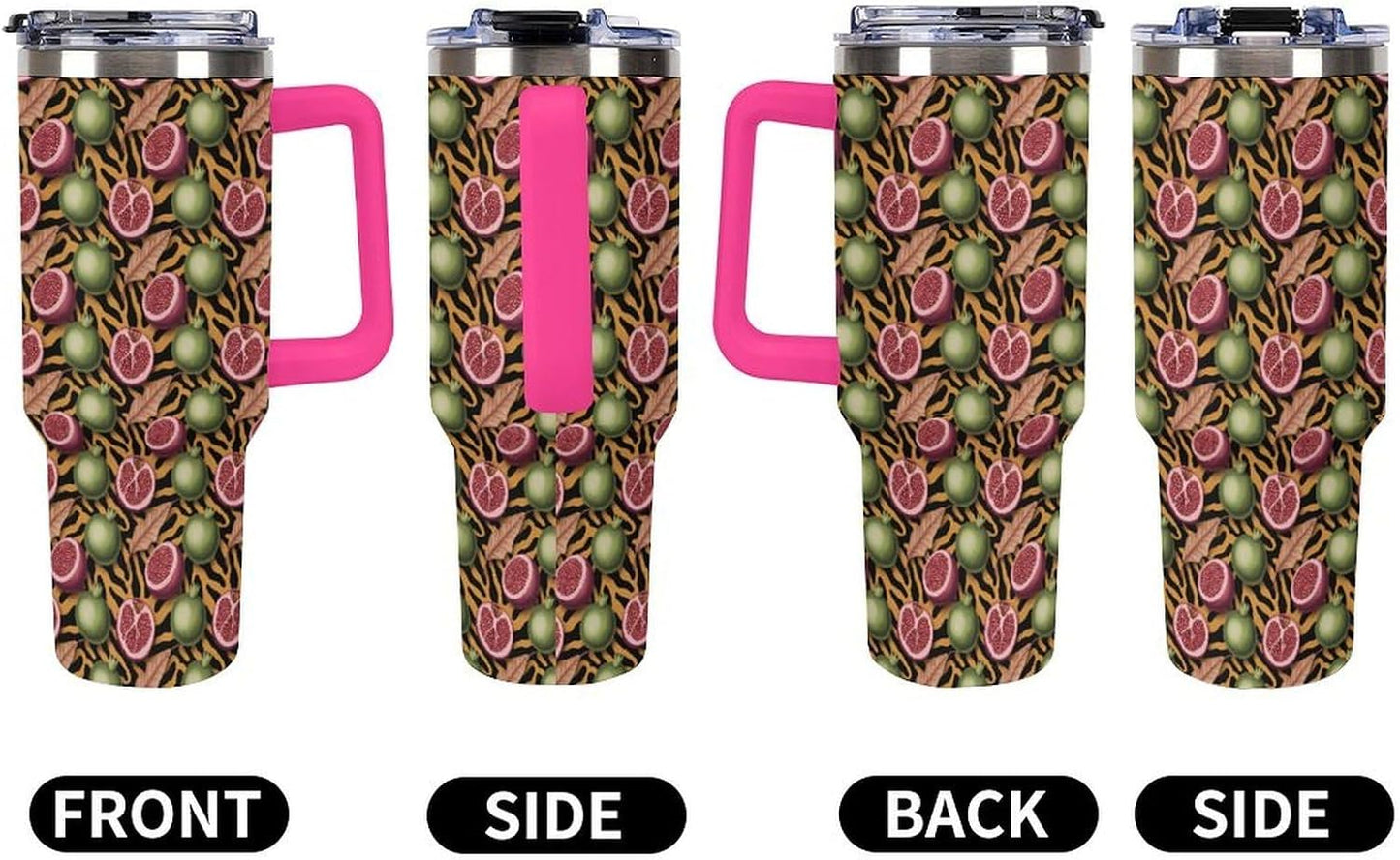 Leakproof Tumbler Vacuum Sealed Car Holder Friendly For Travel Simple Minimalist White Poppy Flower Pattern Coffee Mug Light Rose Red-style-27 - Colors G
