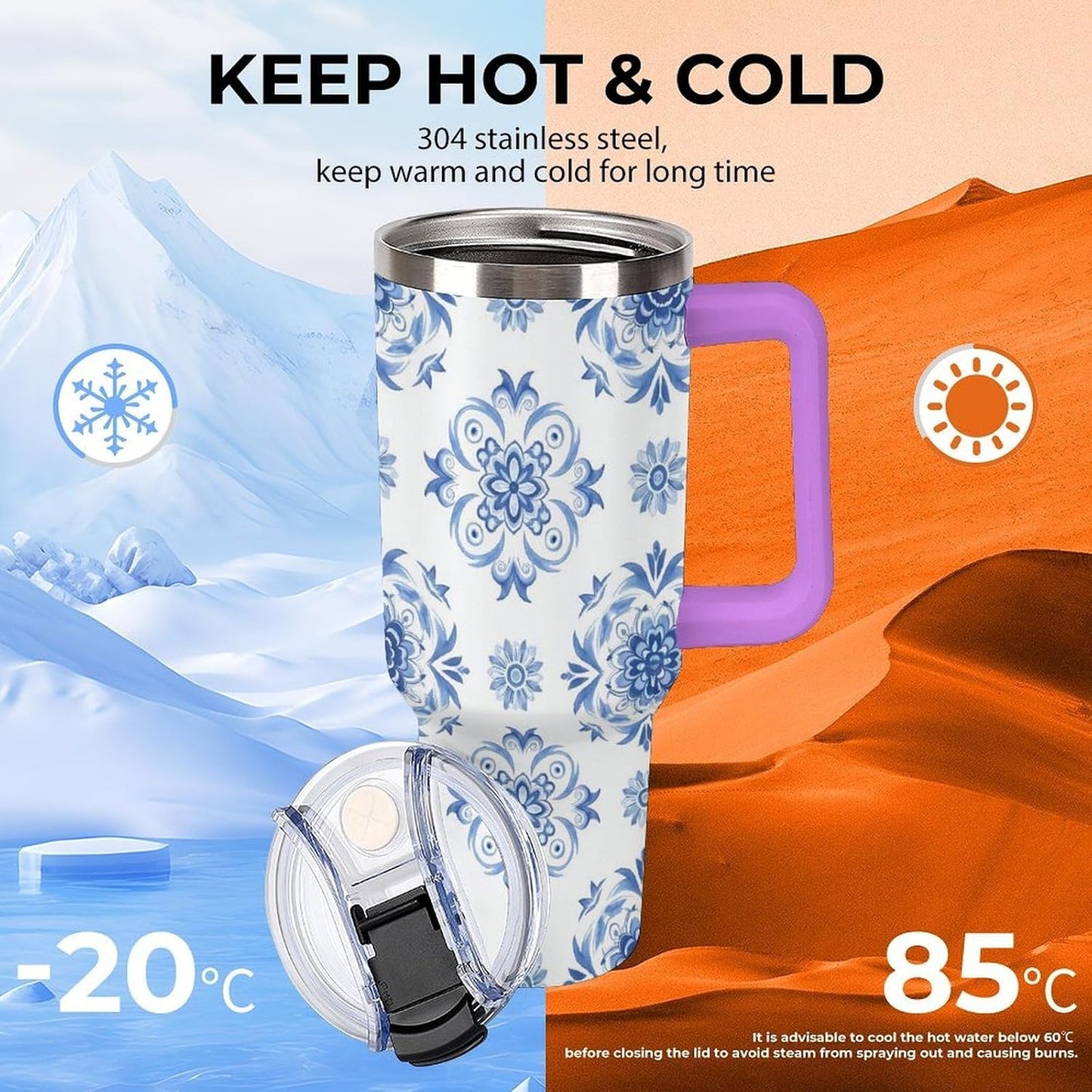 Leakproof Tumbler Vacuum Sealed Car Holder Friendly For Travel Simple Minimalist White Poppy Flower Pattern Coffee Mug Light Rose Red-style-27 - Colors G