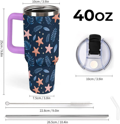 Leakproof Tumbler Vacuum Sealed Car Holder Friendly For Travel Simple Minimalist White Poppy Flower Pattern Coffee Mug Light Rose Red-style-27 - Colors G