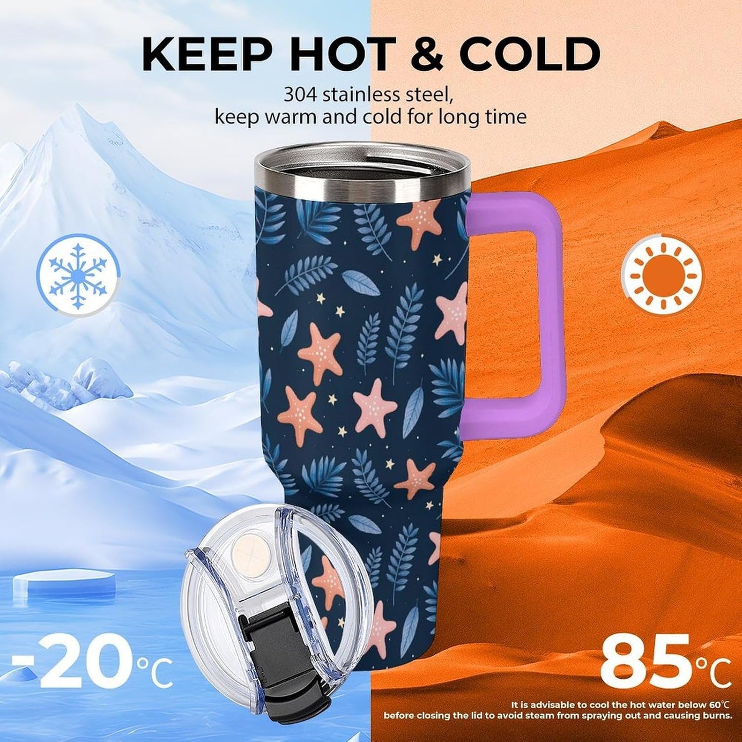 Leakproof Tumbler Vacuum Sealed Car Holder Friendly For Travel Simple Minimalist White Poppy Flower Pattern Coffee Mug Light Rose Red-style-27 - Colors G