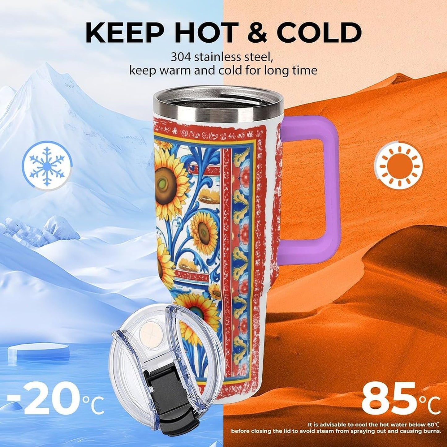 Leakproof Tumbler Vacuum Sealed Car Holder Friendly For Travel Simple Minimalist White Poppy Flower Pattern Coffee Mug Light Rose Red-style-27 - Colors G