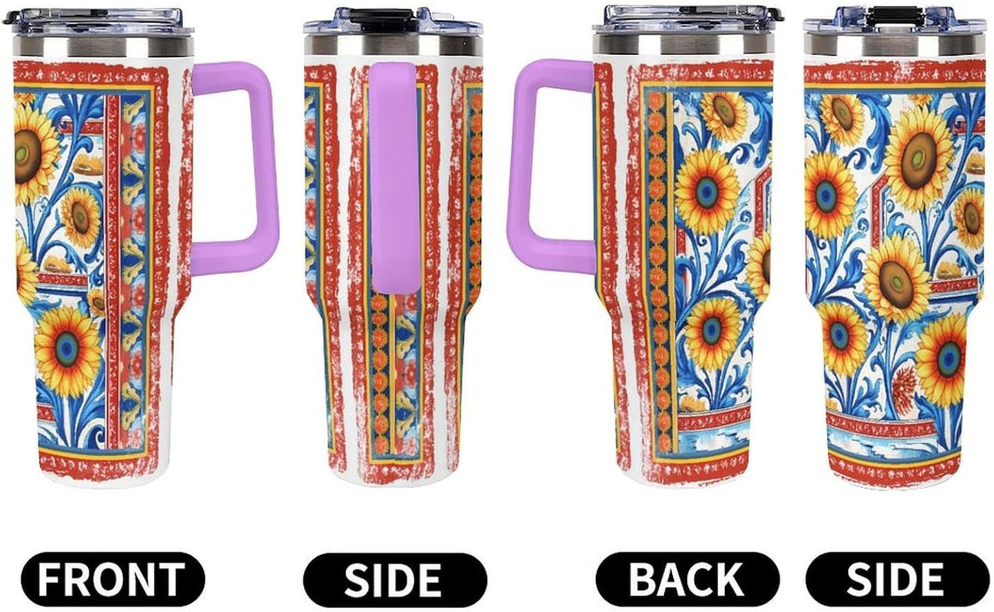 Leakproof Tumbler Vacuum Sealed Car Holder Friendly For Travel Simple Minimalist White Poppy Flower Pattern Coffee Mug Light Rose Red-style-27 - Colors G