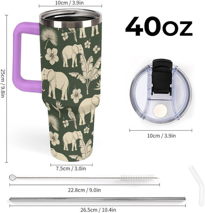 Leakproof Tumbler Vacuum Sealed Car Holder Friendly For Travel Simple Minimalist White Poppy Flower Pattern Coffee Mug Light Rose Red-style-27 - Colors G