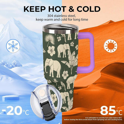 Leakproof Tumbler Vacuum Sealed Car Holder Friendly For Travel Simple Minimalist White Poppy Flower Pattern Coffee Mug Light Rose Red-style-27 - Colors G