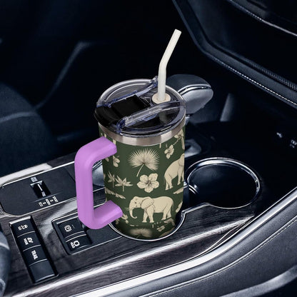 Leakproof Tumbler Vacuum Sealed Car Holder Friendly For Travel Simple Minimalist White Poppy Flower Pattern Coffee Mug Light Rose Red-style-27 - Colors G