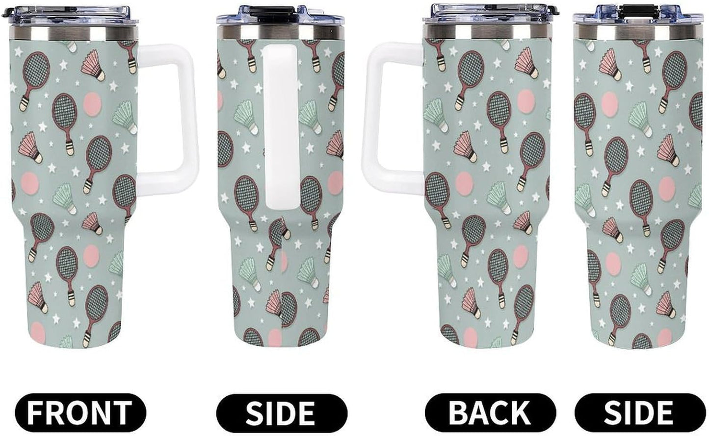 Leakproof Tumbler Vacuum Sealed Car Holder Friendly For Travel Simple Minimalist White Poppy Flower Pattern Coffee Mug Light Rose Red-style-27 - Colors G