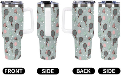 Leakproof Tumbler Vacuum Sealed Car Holder Friendly For Travel Simple Minimalist White Poppy Flower Pattern Coffee Mug Light Rose Red-style-27 - Colors G