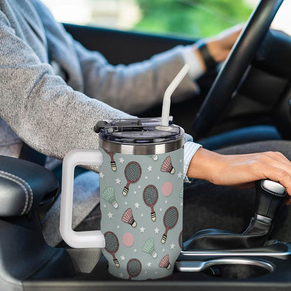Leakproof Tumbler Vacuum Sealed Car Holder Friendly For Travel Simple Minimalist White Poppy Flower Pattern Coffee Mug Light Rose Red-style-27 - Colors G
