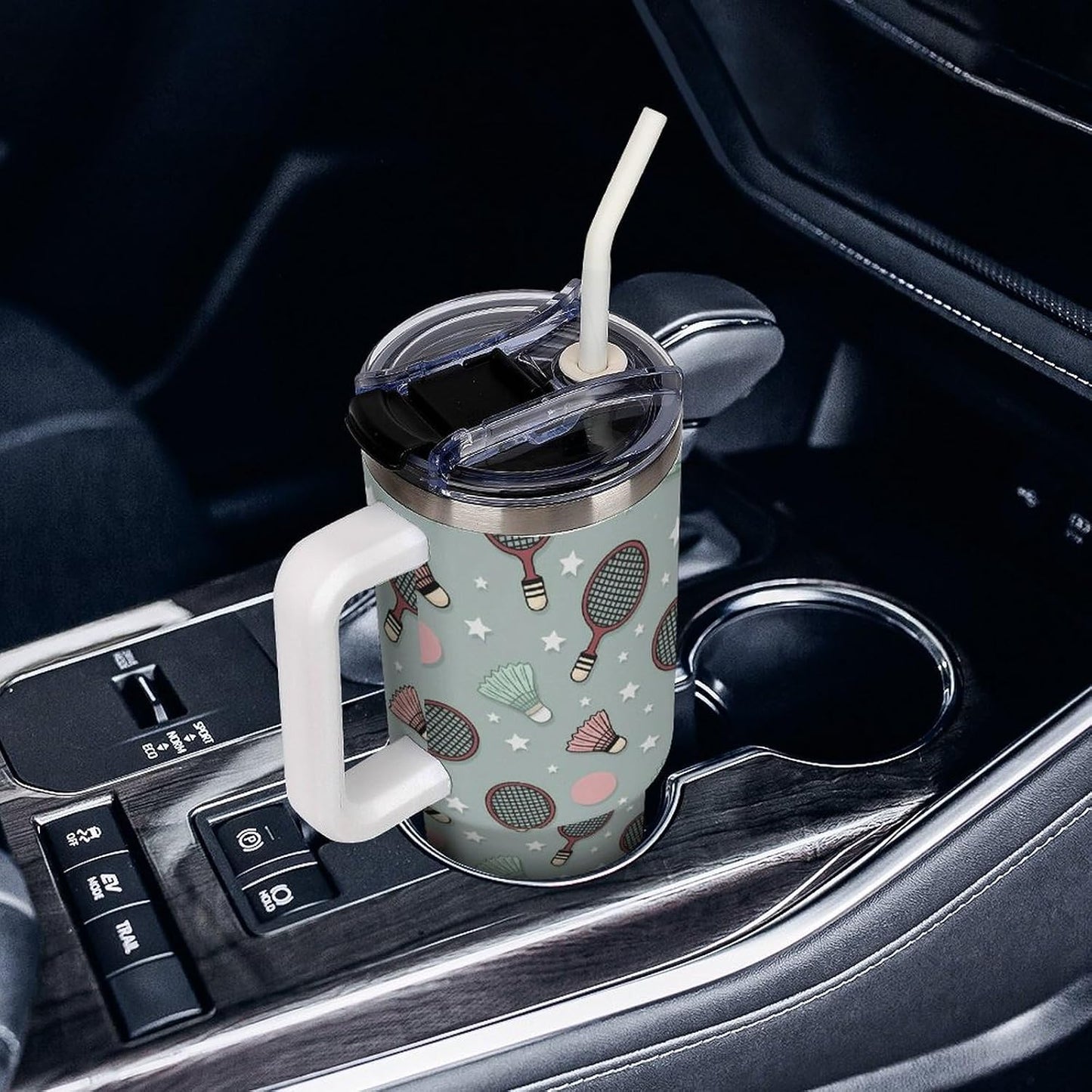 Leakproof Tumbler Vacuum Sealed Car Holder Friendly For Travel Simple Minimalist White Poppy Flower Pattern Coffee Mug Light Rose Red-style-27 - Colors G