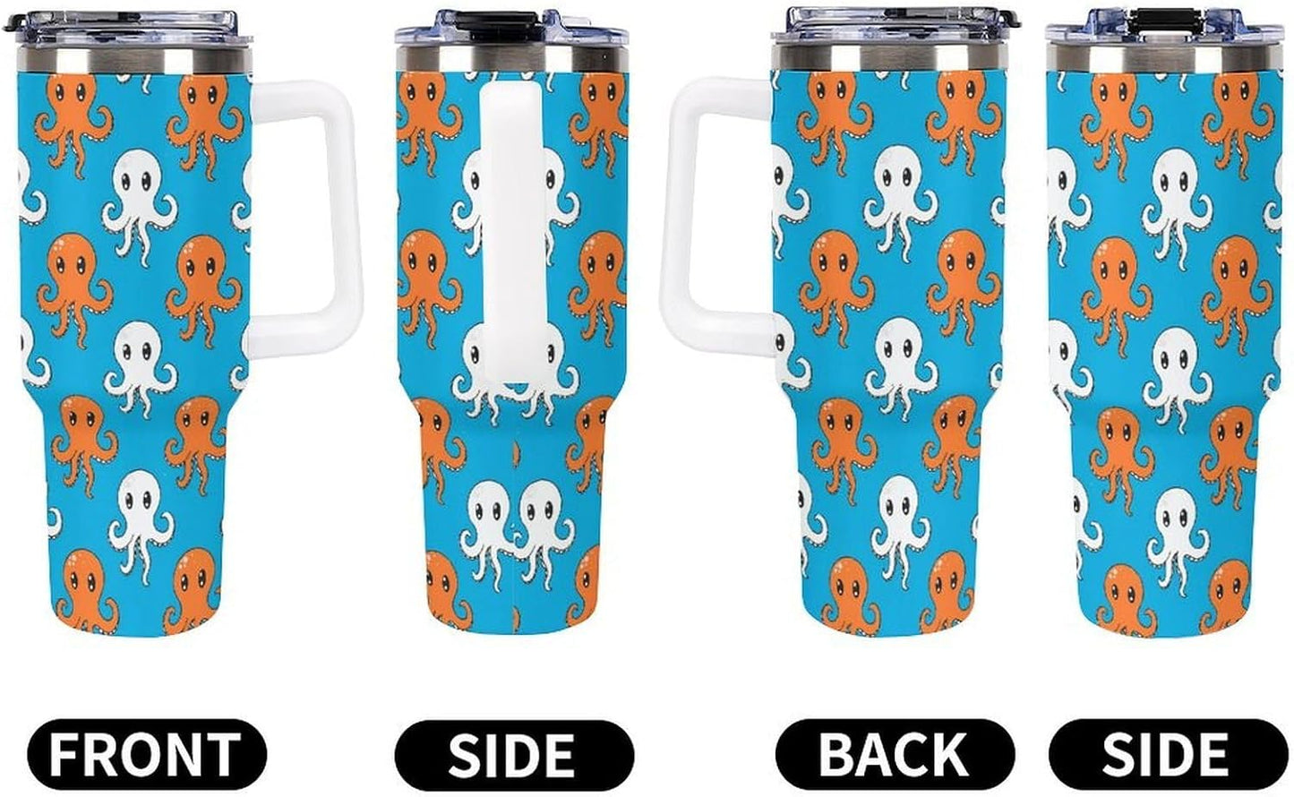 Leakproof Tumbler Vacuum Sealed Car Holder Friendly For Travel Simple Minimalist White Poppy Flower Pattern Coffee Mug Light Rose Red-style-27 - Colors G