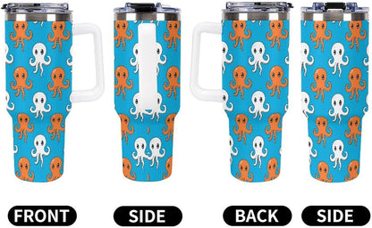 Leakproof Tumbler Vacuum Sealed Car Holder Friendly For Travel Simple Minimalist White Poppy Flower Pattern Coffee Mug Light Rose Red-style-27 - Colors G